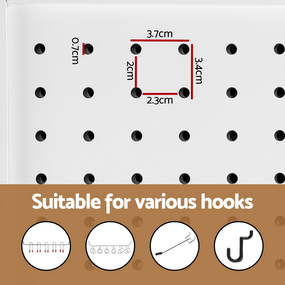 4-Panel Room Divider – 164x170cm, Pegboard White | Artiss