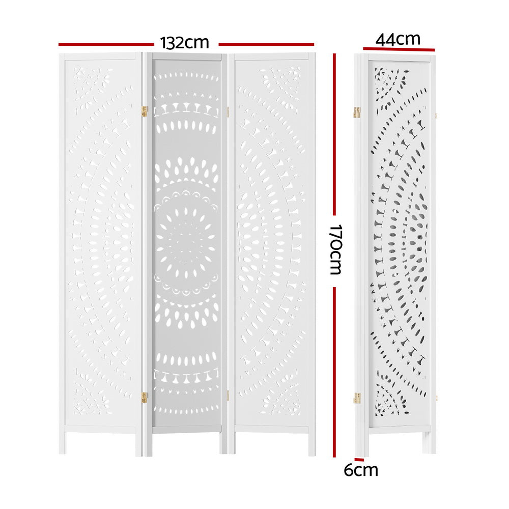 3-Panel Room Divider – 132x170cm, Circle White | Artiss