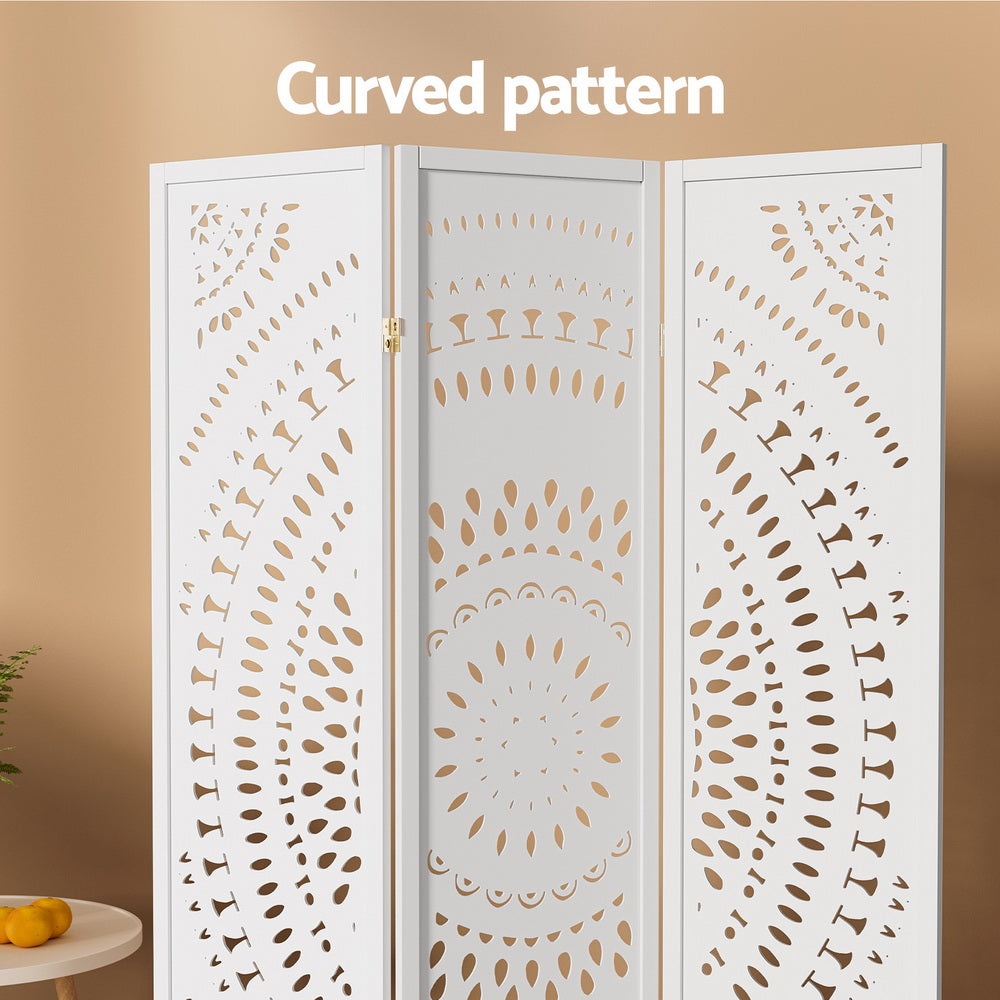 3-Panel Room Divider – 132x170cm, Circle White | Artiss