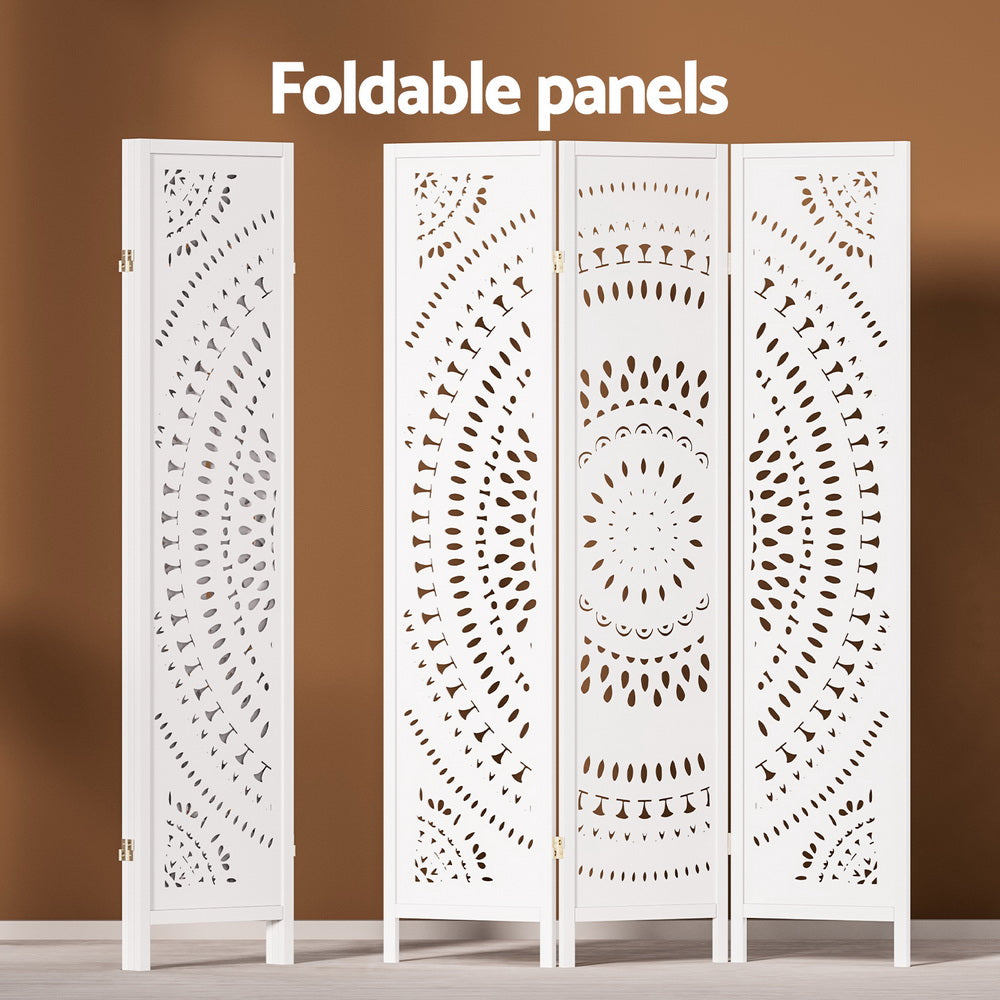 3-Panel Room Divider – 132x170cm, Circle White | Artiss