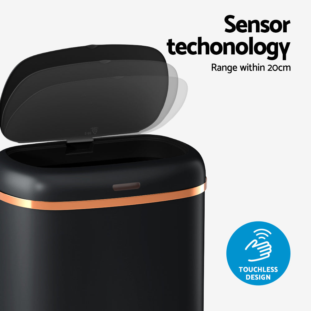 Devanti 38L Motion Sensor Bin – Black
