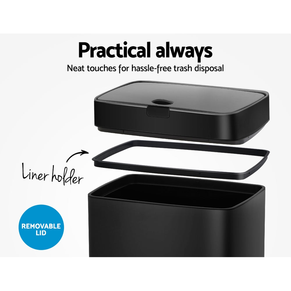 Devanti 45L Motion Sensor Bin – Black