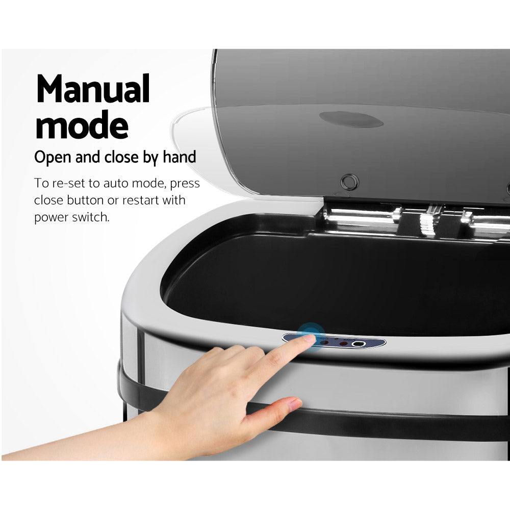 Devanti 50L Motion Sensor Bin – Silver