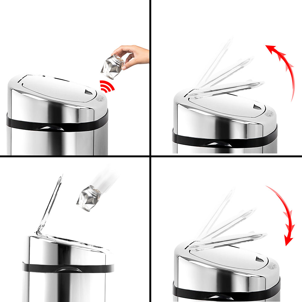 Devanti 50L Motion Sensor Bin – Silver