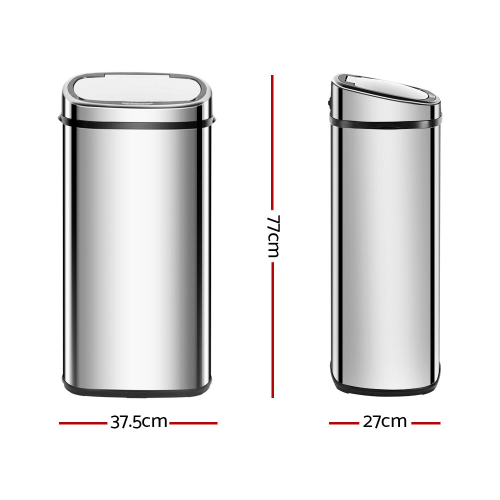 Devanti 68L Motion Sensor Bin – Silver
