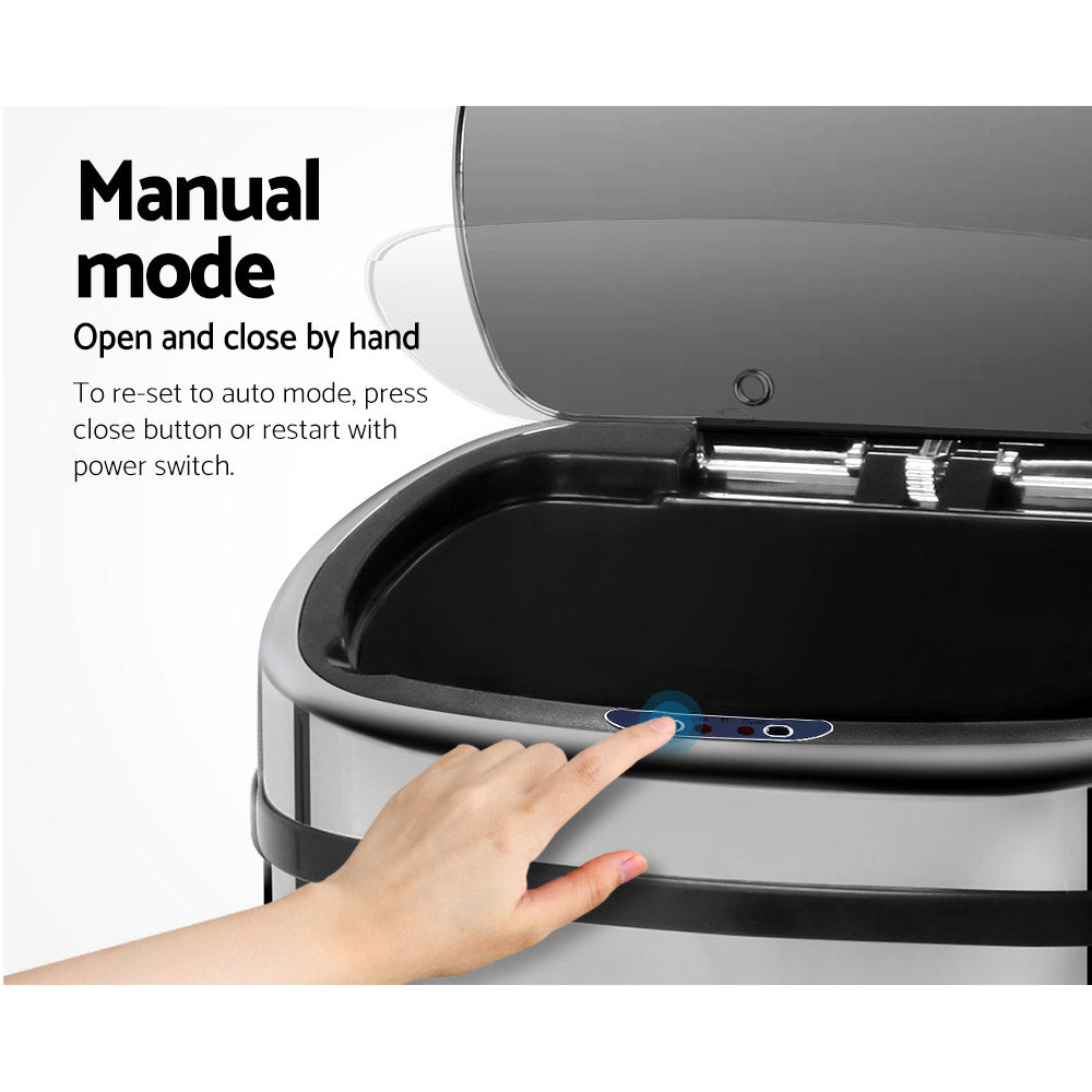 Devanti 68L Motion Sensor Bin – Silver