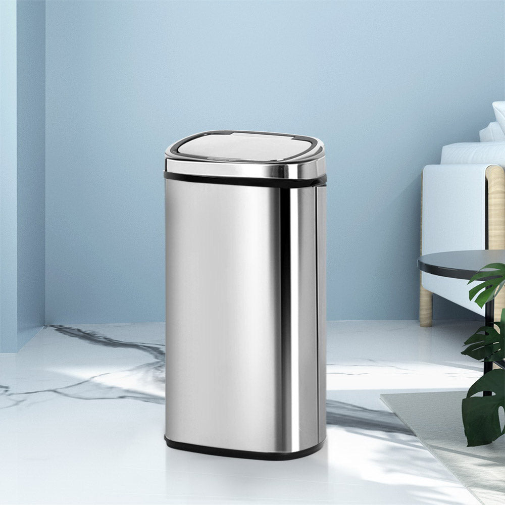 Devanti 68L Motion Sensor Bin – Silver