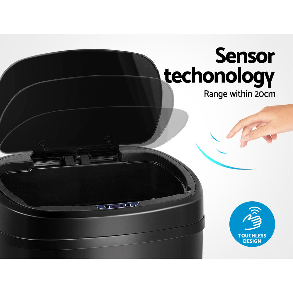 Devanti 68L Motion Sensor Bin – Black