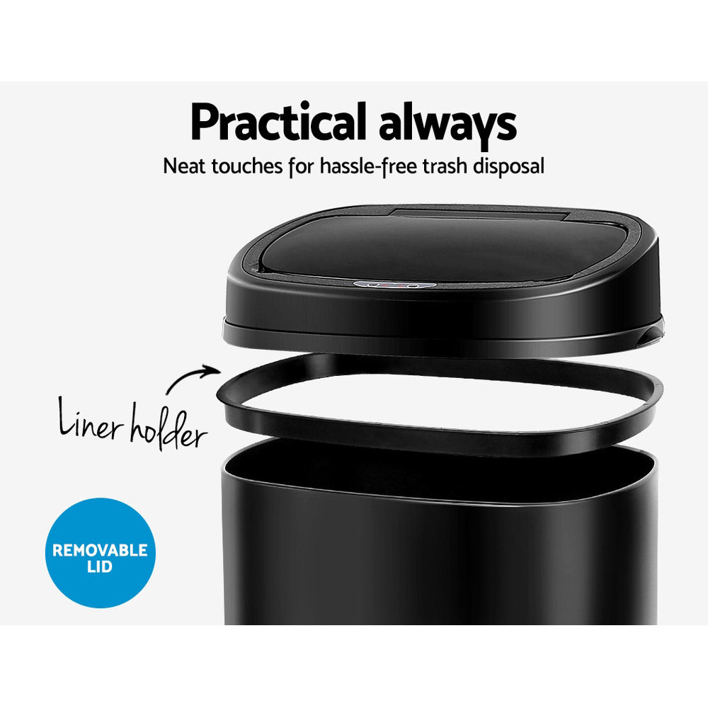 Devanti 68L Motion Sensor Bin – Black
