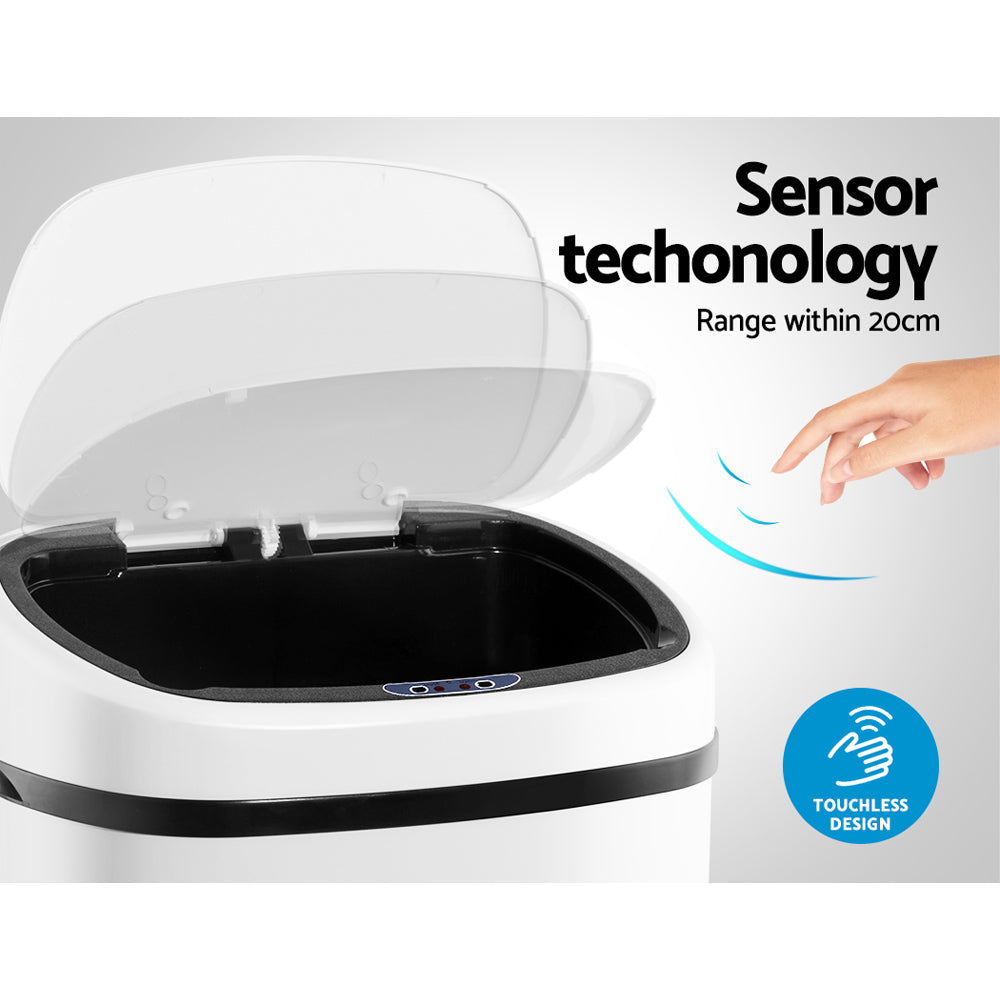 Devanti 68L Motion Sensor Bin – White