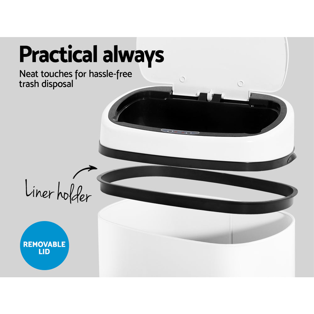 Devanti 68L Motion Sensor Bin – White