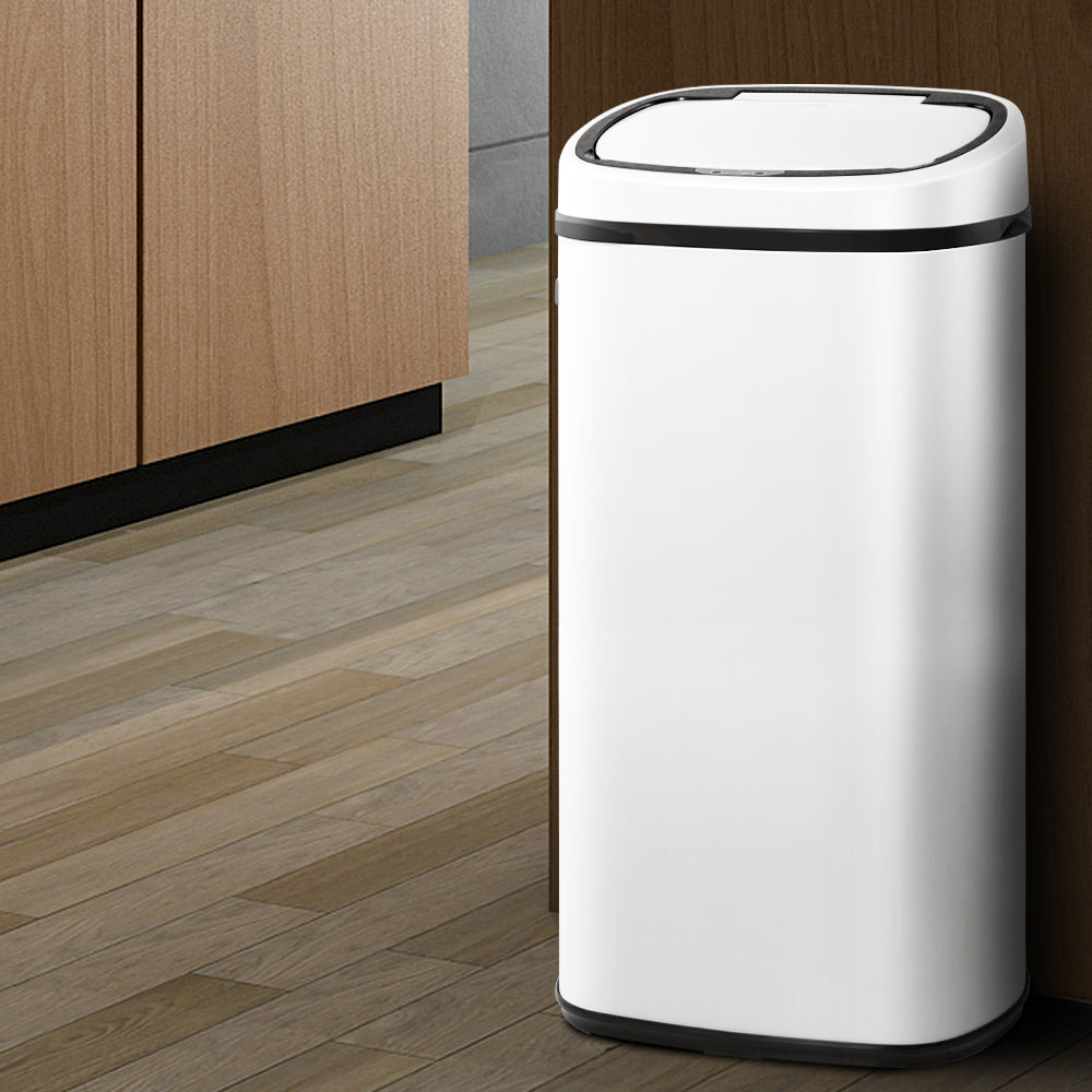 Devanti 68L Motion Sensor Bin – White