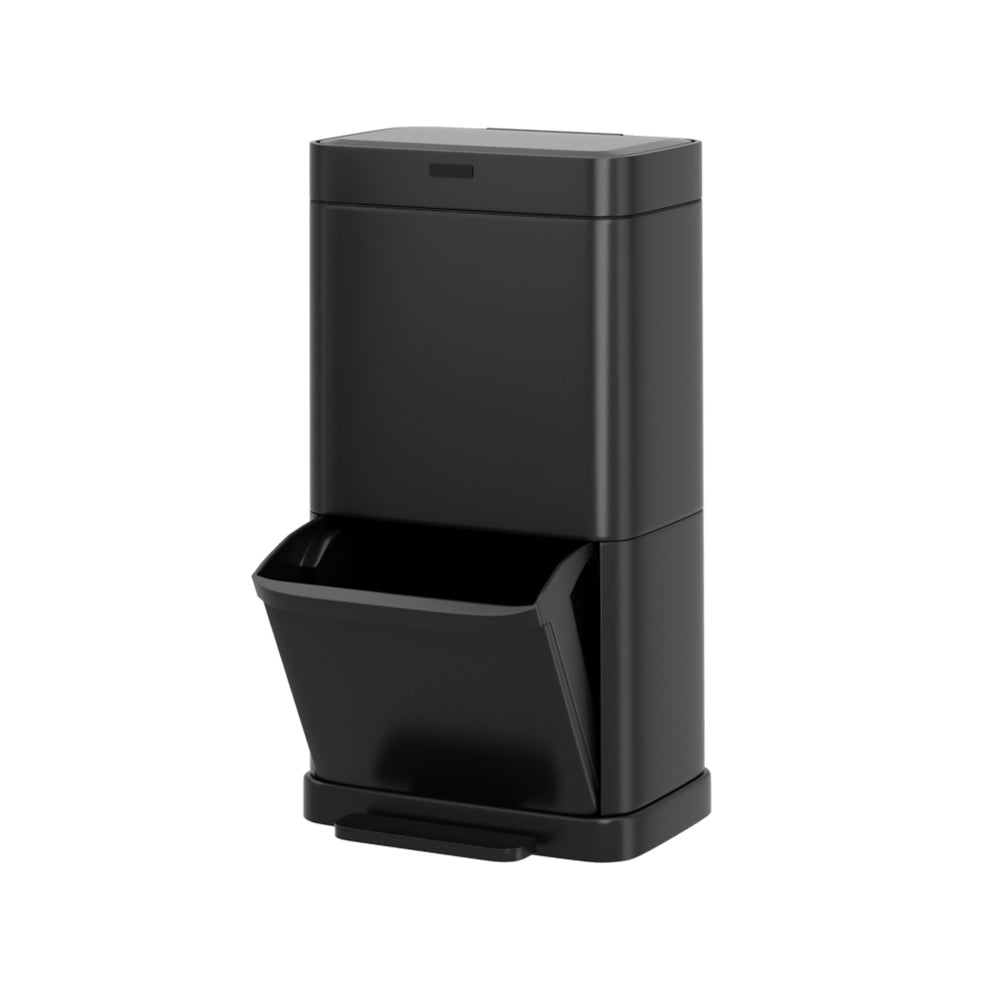 Devanti 70L Dual-Compartment Sensor & Pedal Bin – Black