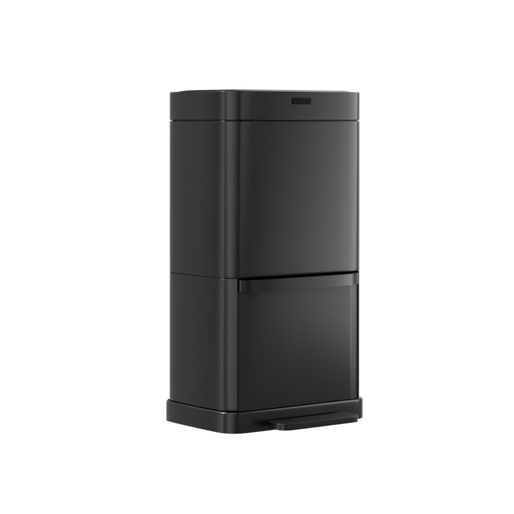 Devanti 70L Dual-Compartment Sensor & Pedal Bin – Black