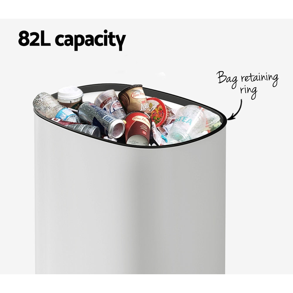 Devanti 82L Motion Sensor Bin – White
