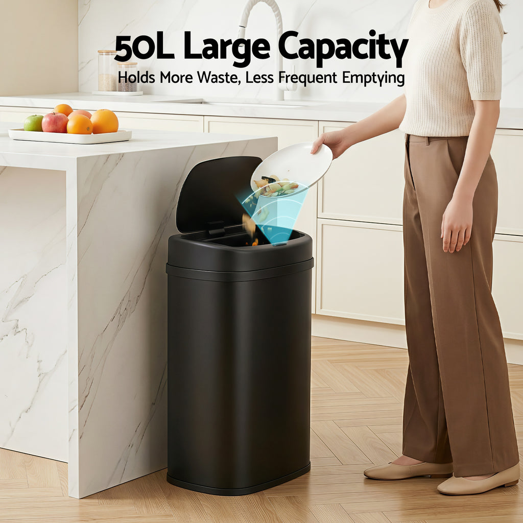 Devanti 50L Motion Sensor Bin – Black