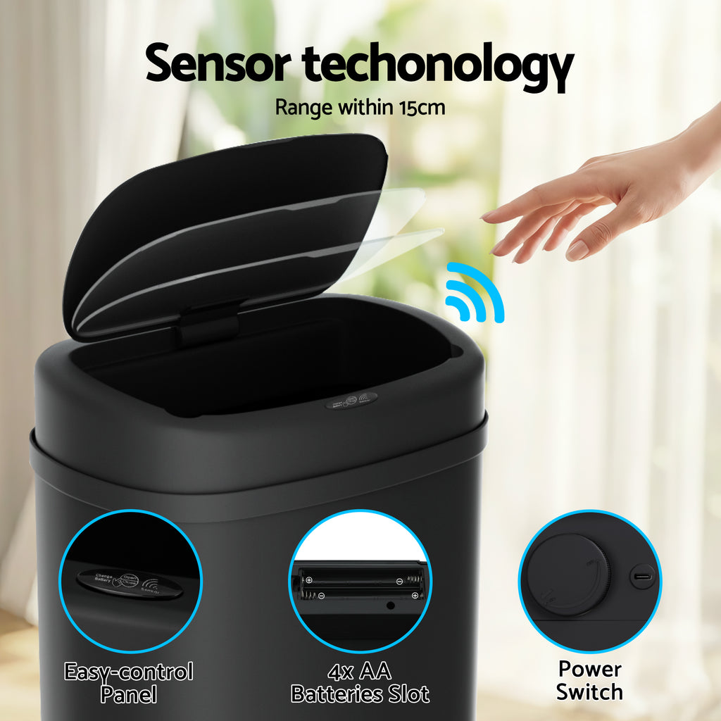 Devanti 50L Motion Sensor Bin – Black