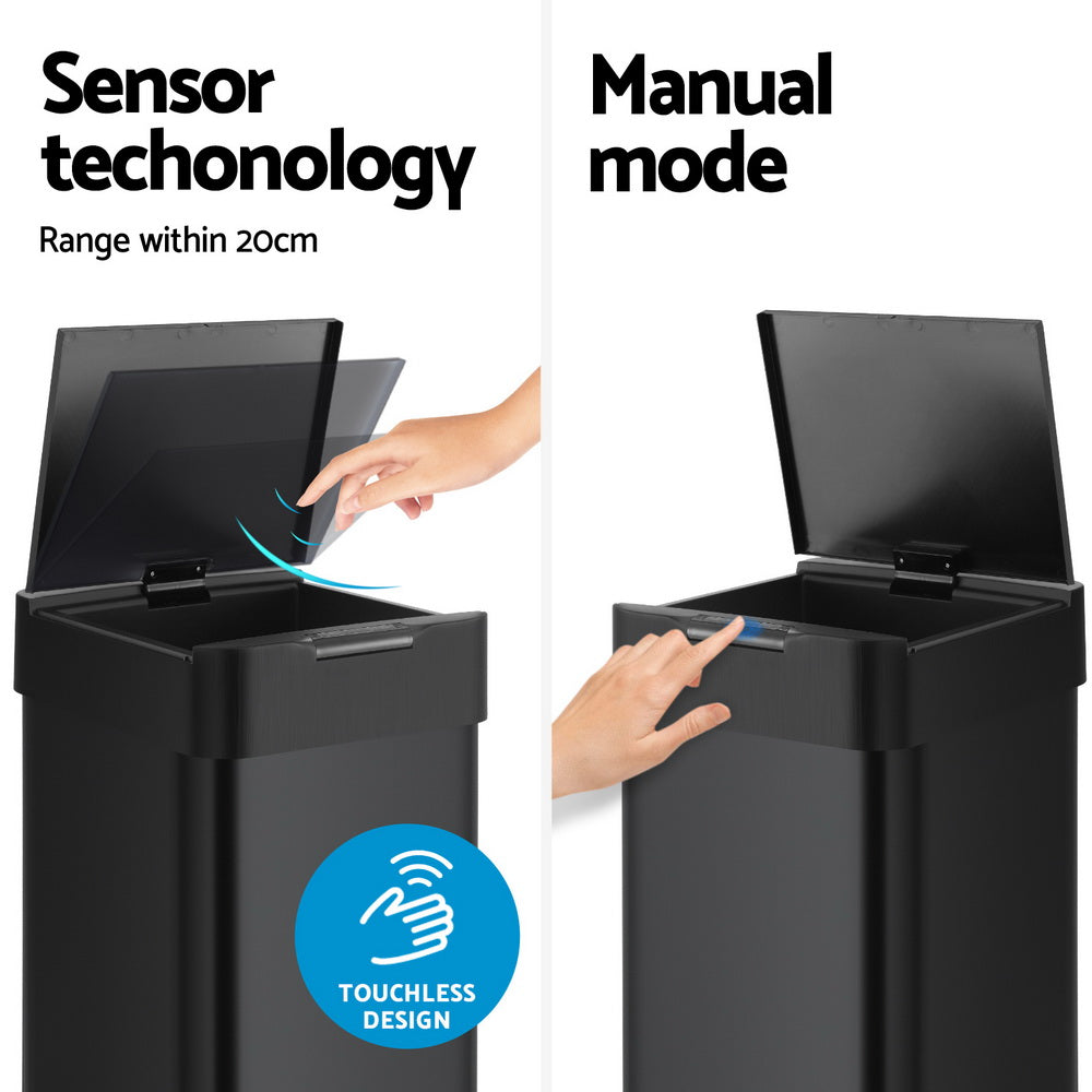 Devanti 50L Motion Sensor Bin – Black
