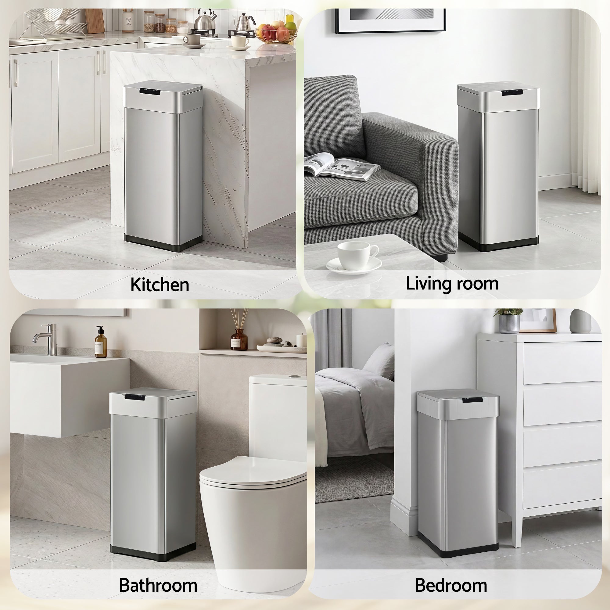 Devanti 50L Motion Sensor Bin – Silver