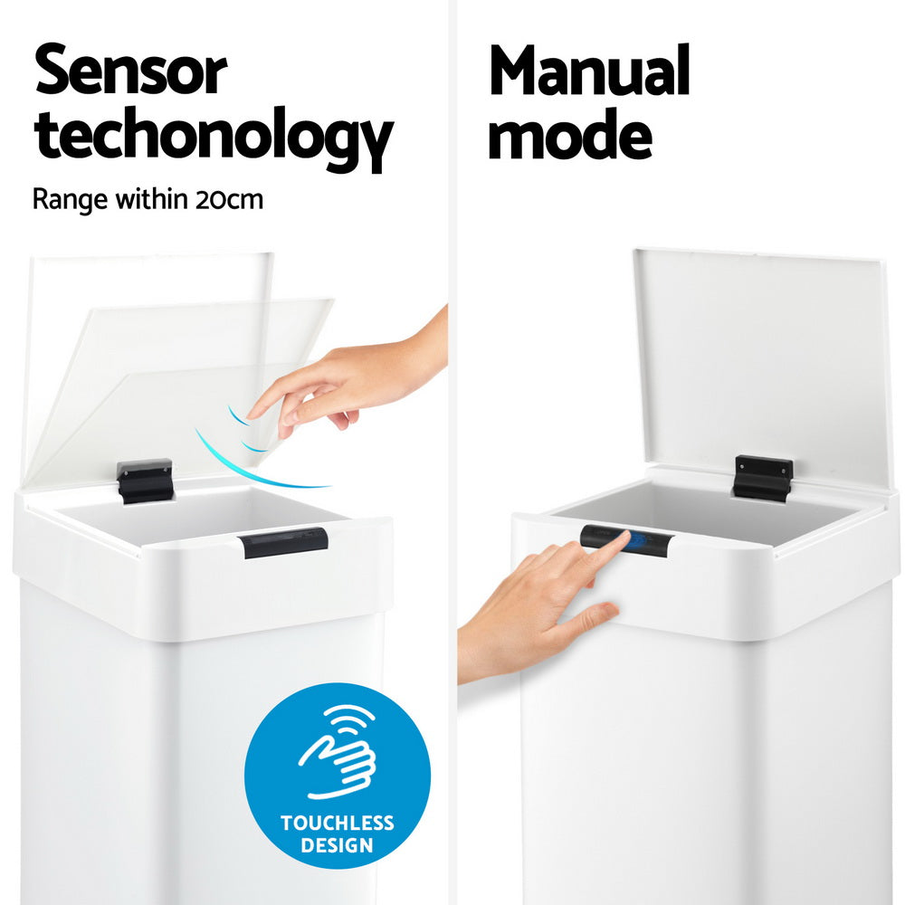 Devanti 50L Motion Sensor Bin – White