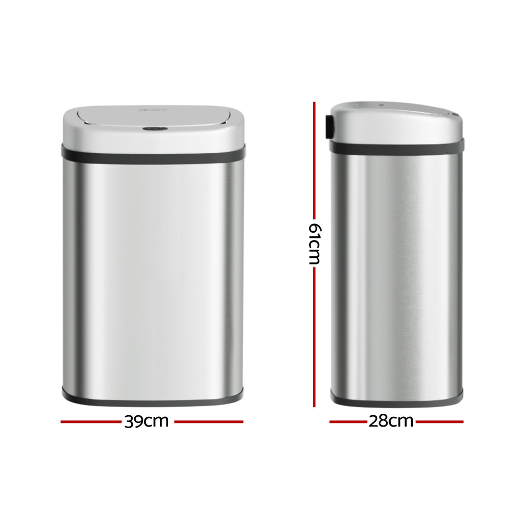 Devanti 50L Motion Sensor Bin – Silver