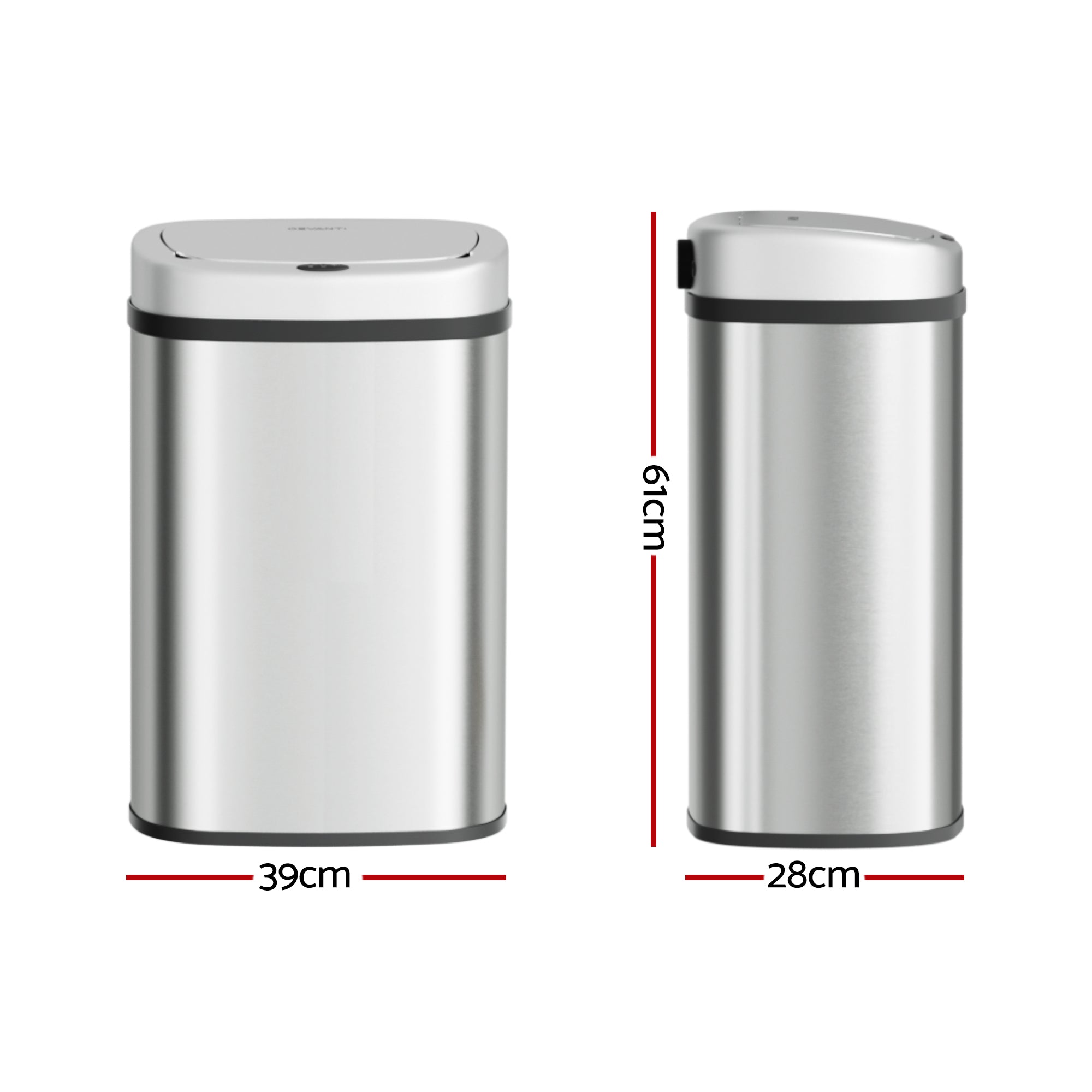 Devanti 50L Motion Sensor Bin – Silver