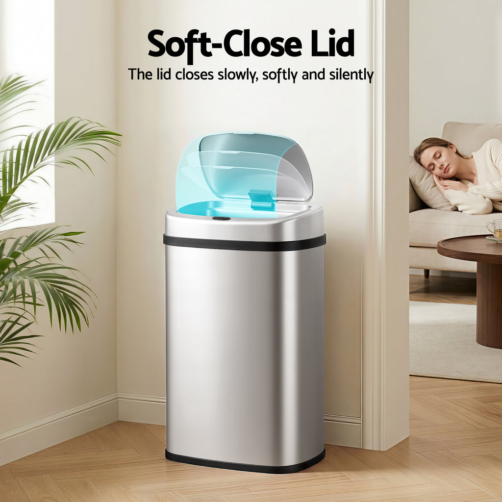 Devanti 50L Motion Sensor Bin – Silver
