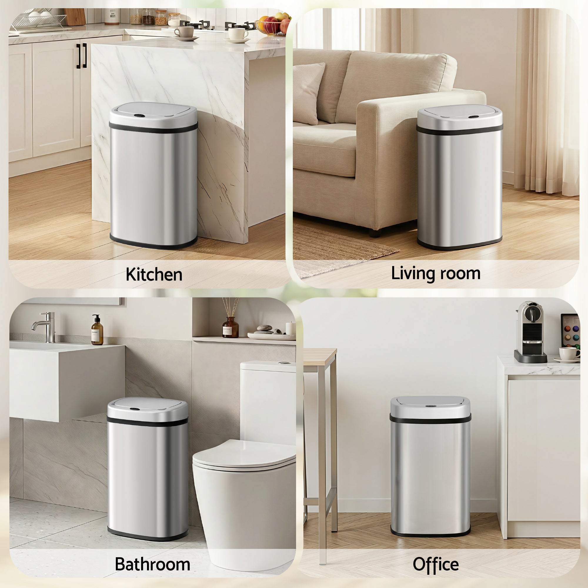 Devanti 50L Motion Sensor Bin – Silver