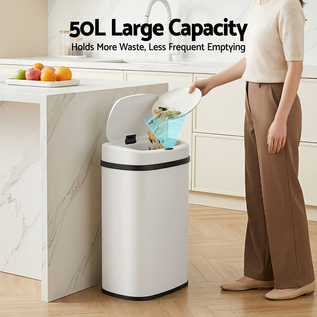 Devanti 50L Motion Sensor Bin – White