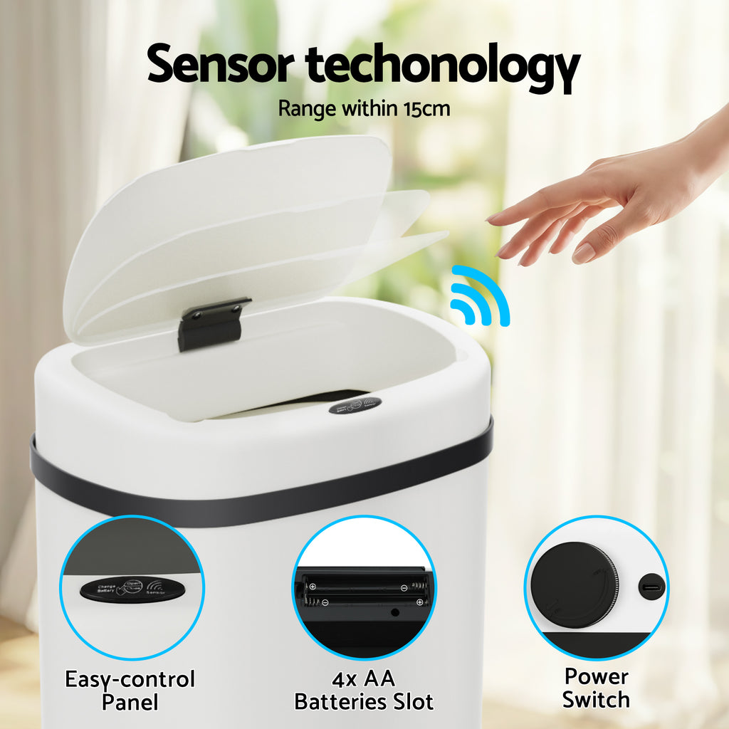 Devanti 50L Motion Sensor Bin – White