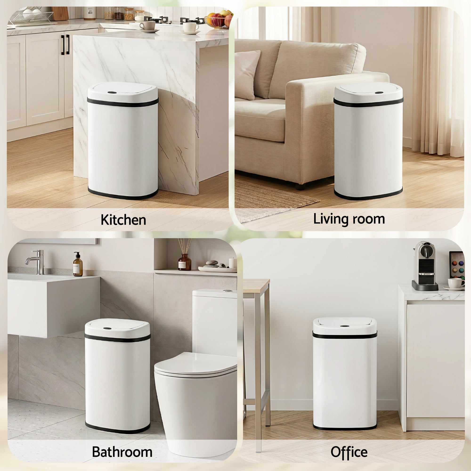 Devanti 50L Motion Sensor Bin – White