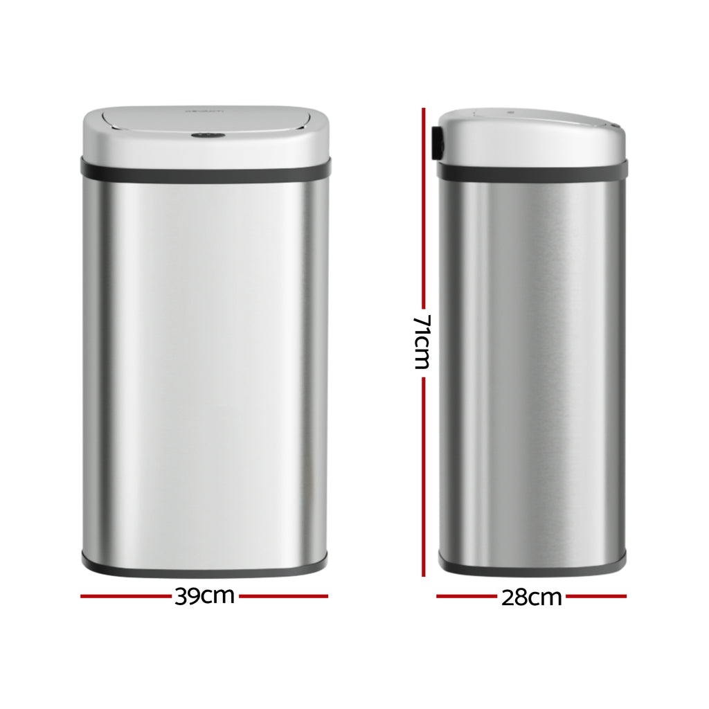 Devanti 60L Motion Sensor Bin – Silver