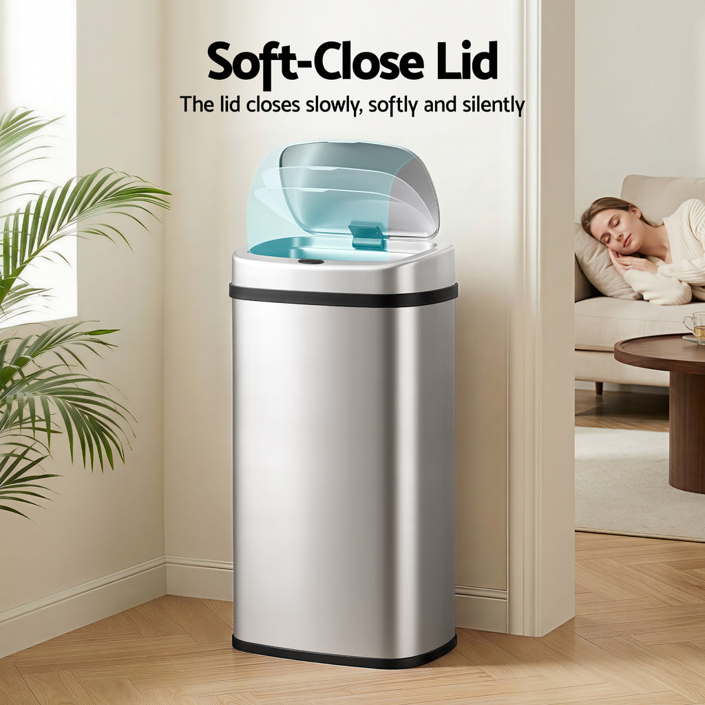 Devanti 60L Motion Sensor Bin – Silver