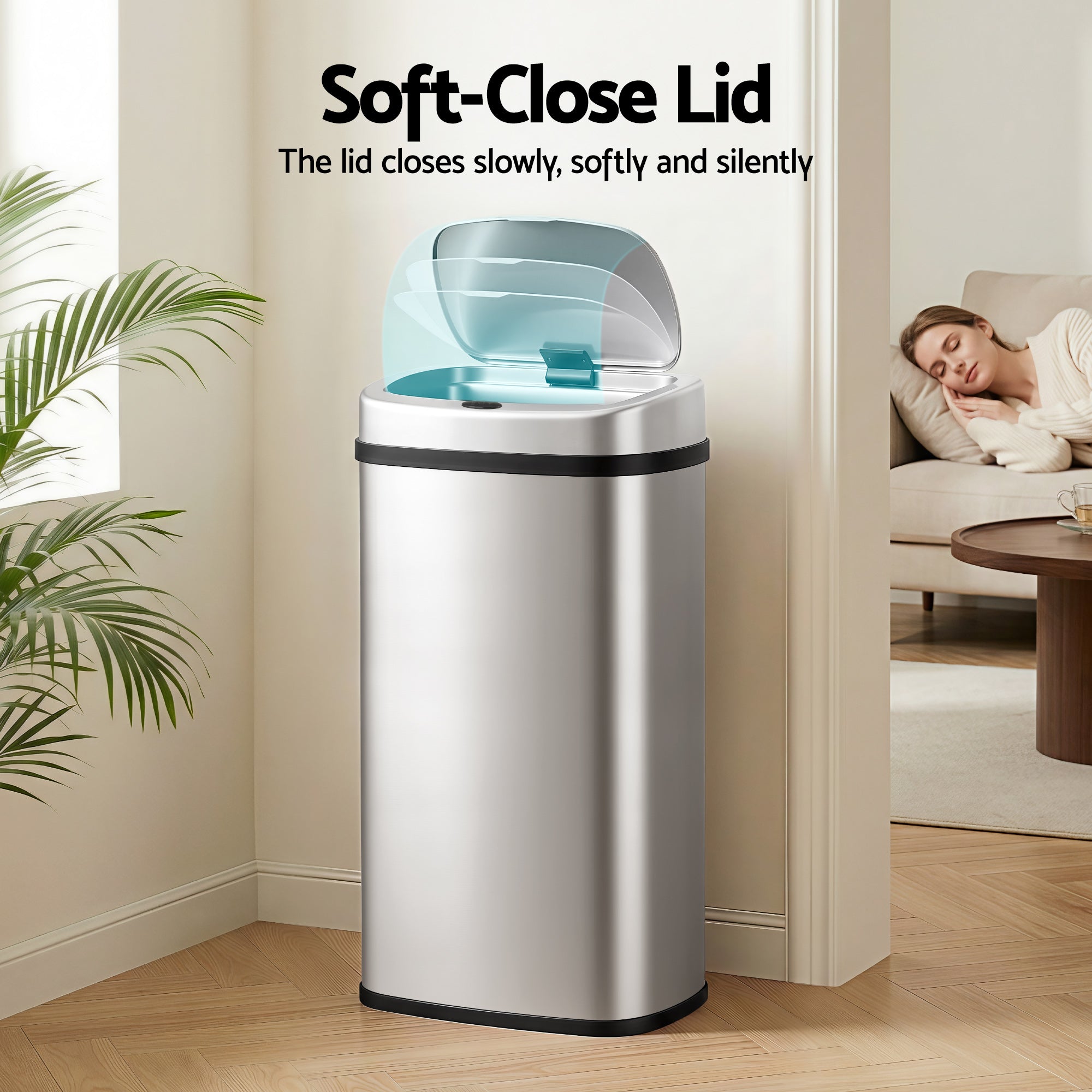 Devanti 60L Motion Sensor Bin – Silver