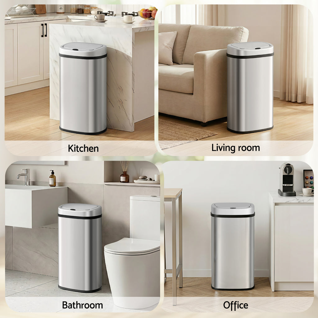 Devanti 60L Motion Sensor Bin – Silver