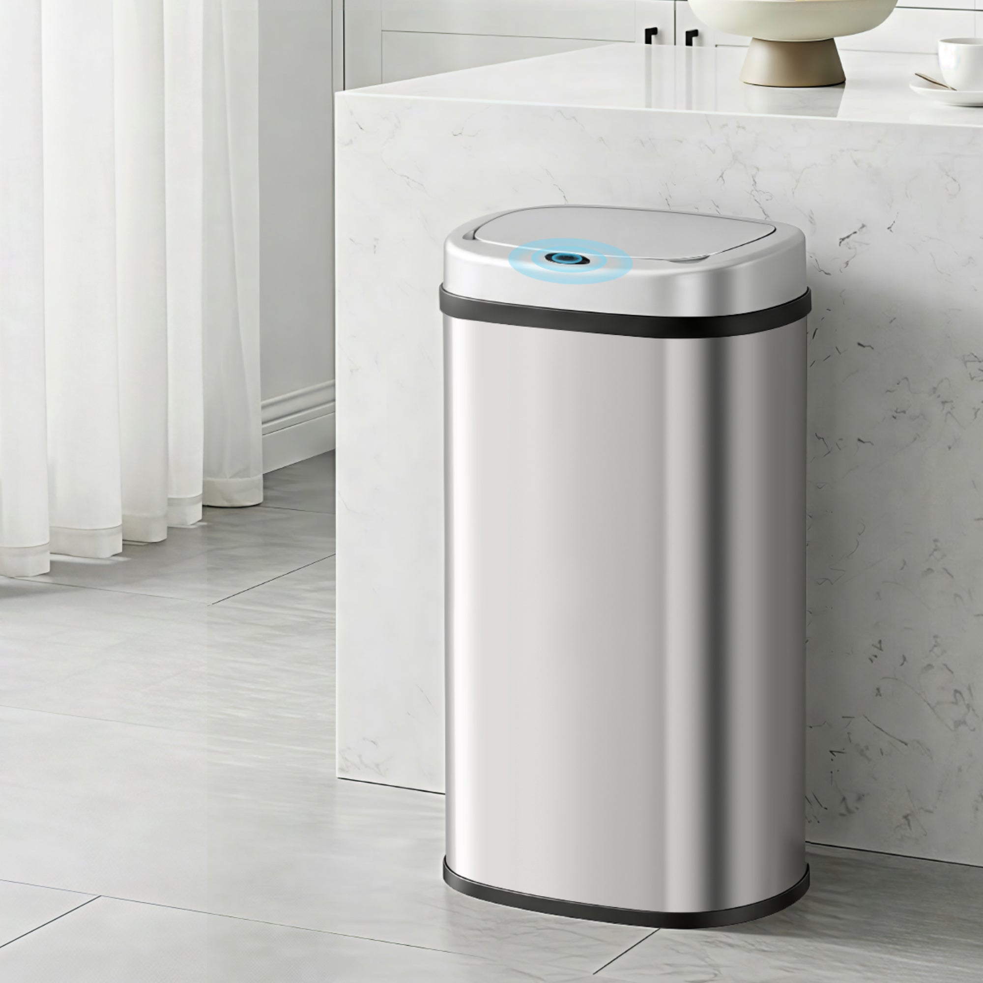 Devanti 60L Motion Sensor Bin – Silver