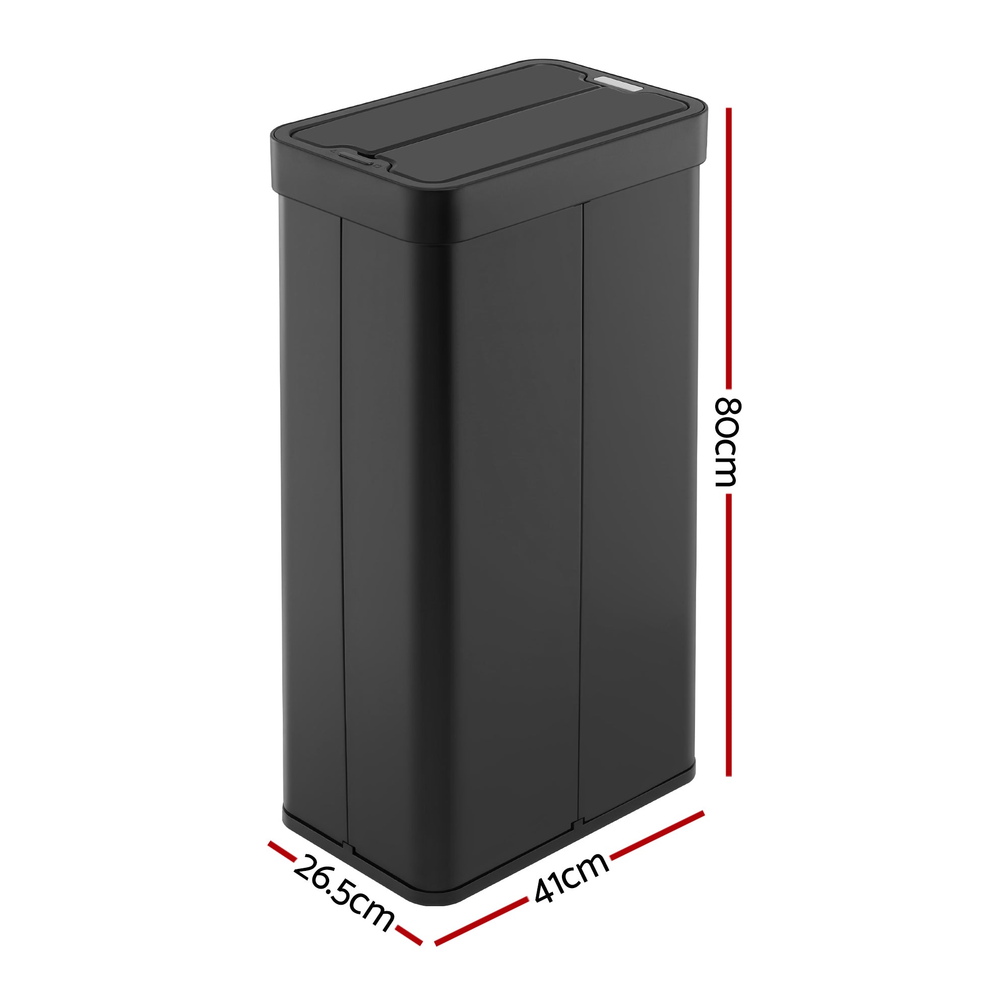 Devanti 70L Slim Dual-Wing Sensor Bin – Black