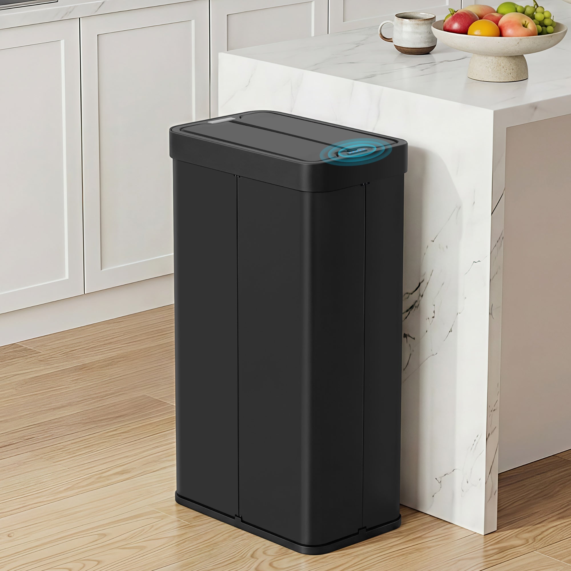 Devanti 70L Slim Dual-Wing Sensor Bin – Black