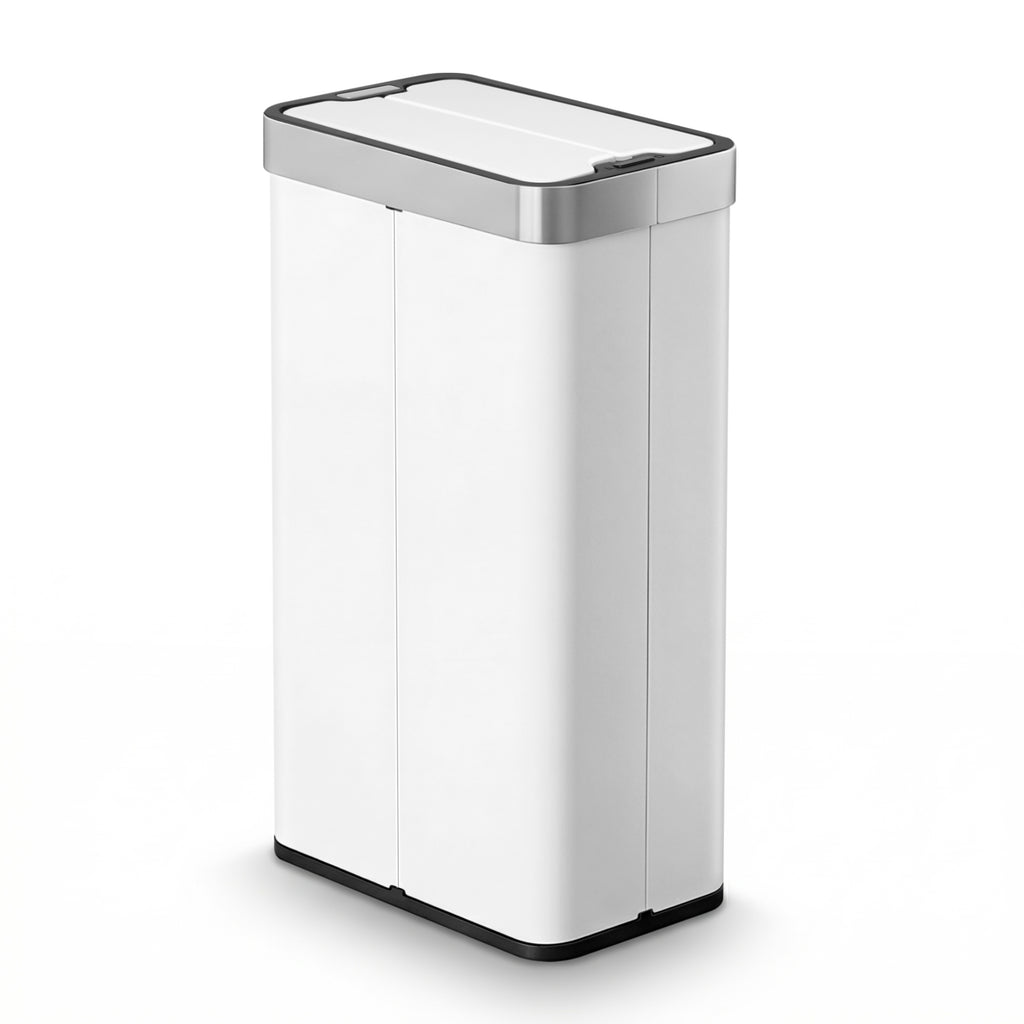 Devanti 70L Slim Dual-Wing Sensor Bin – White