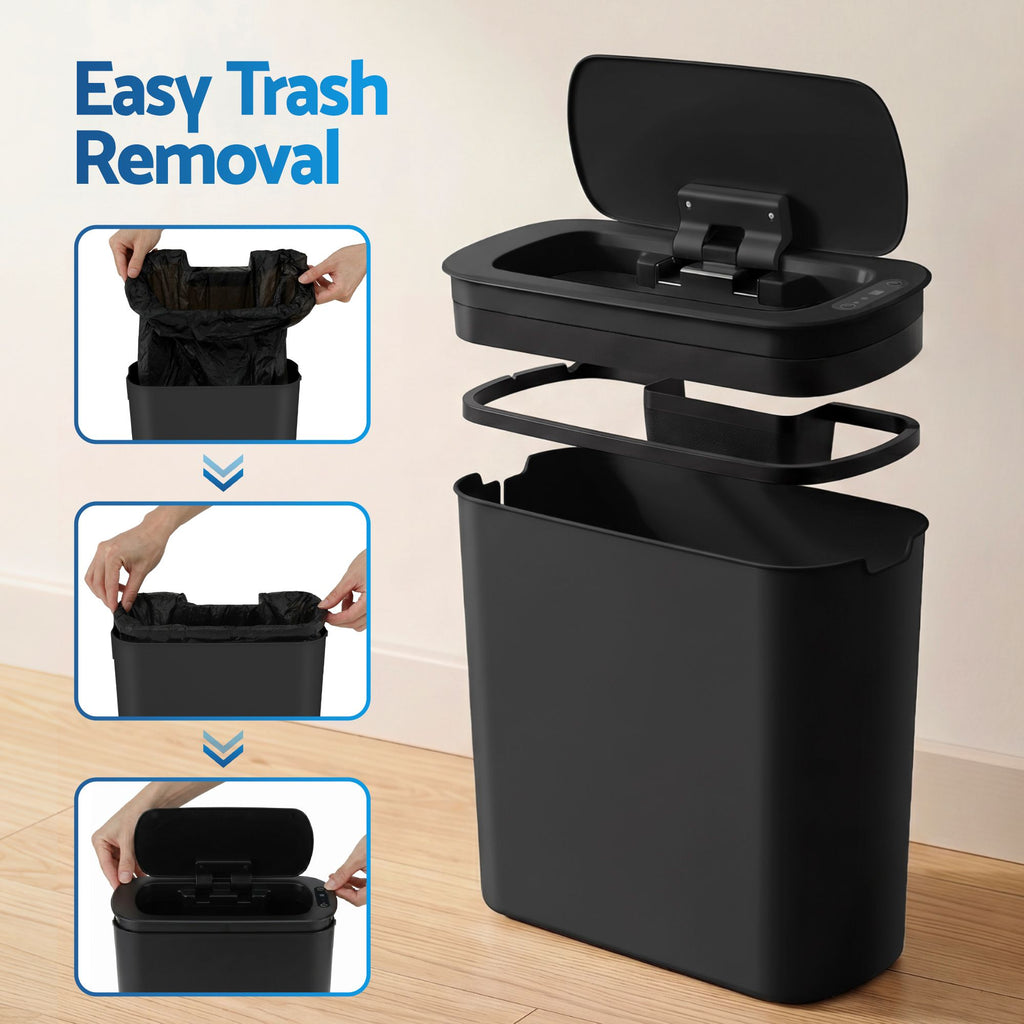 Devanti 2-Pack 11L Motion Sensor Bins – Black