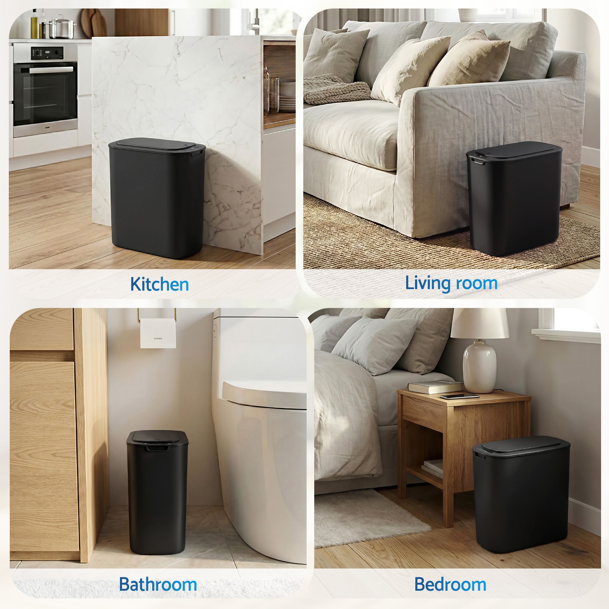 Devanti 2-Pack 11L Motion Sensor Bins – Black