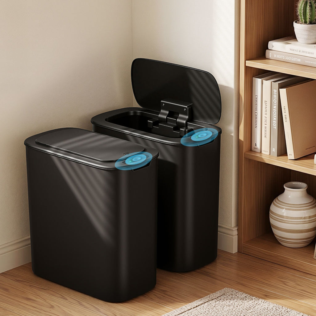 Devanti 2-Pack 11L Motion Sensor Bins – Black