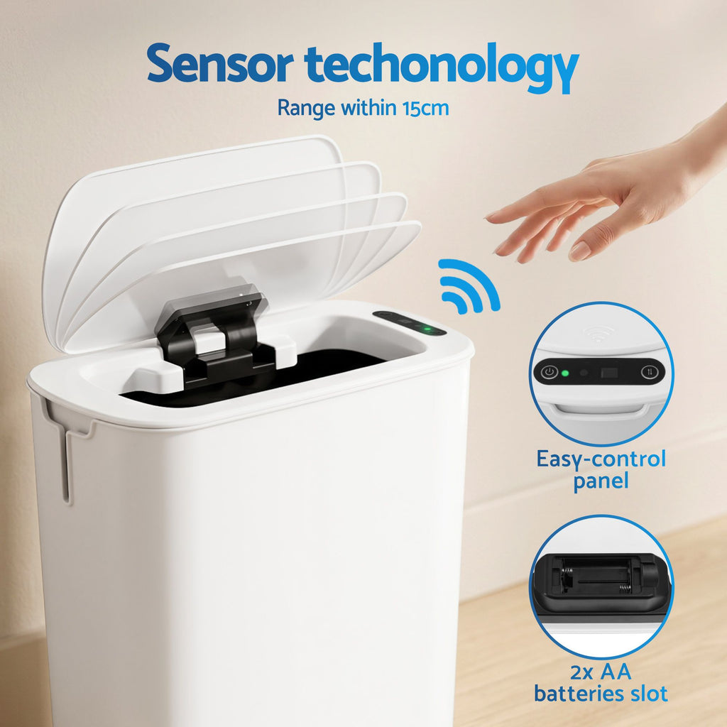 Devanti 2-Pack 11L Motion Sensor Bins – White