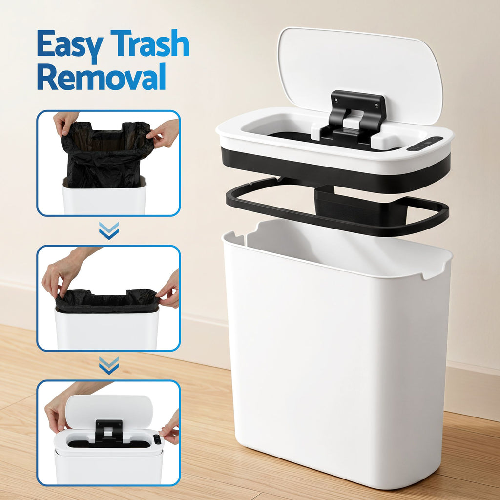 Devanti 2-Pack 11L Motion Sensor Bins – White