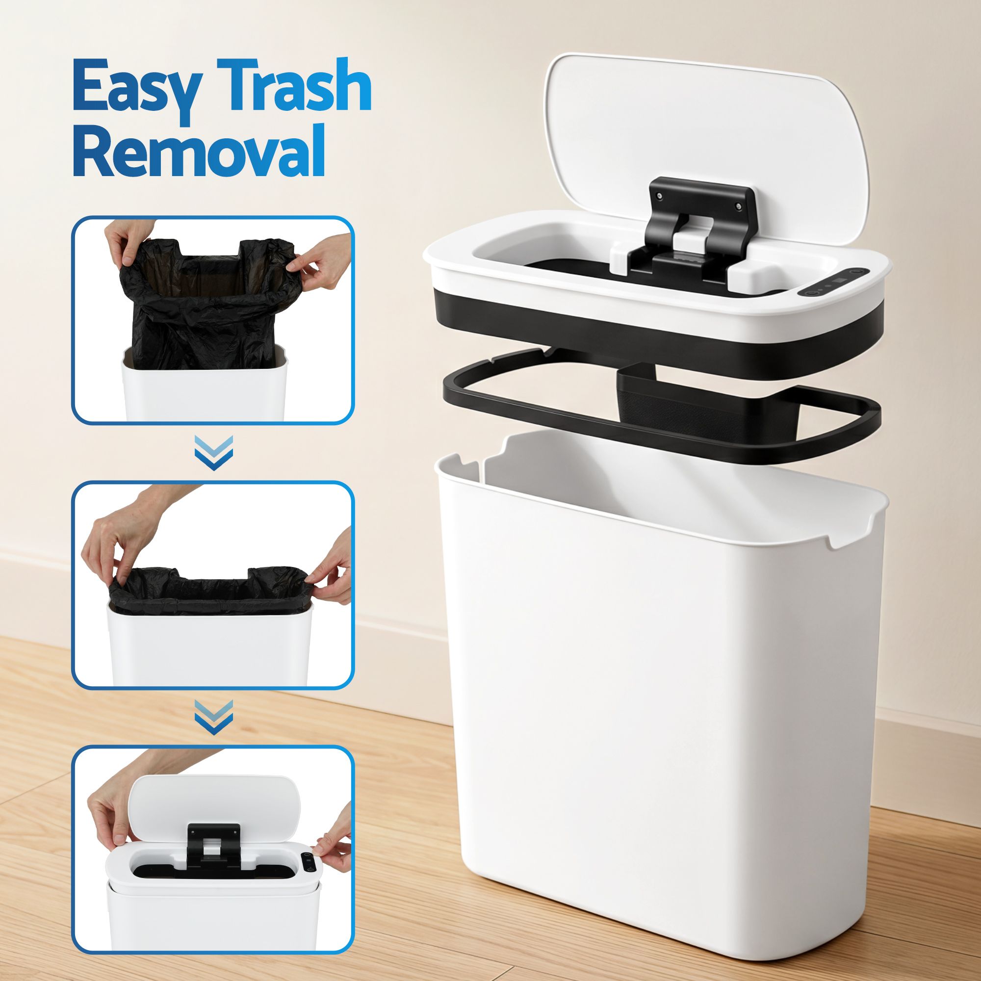 Devanti 2-Pack 11L Motion Sensor Bins – White