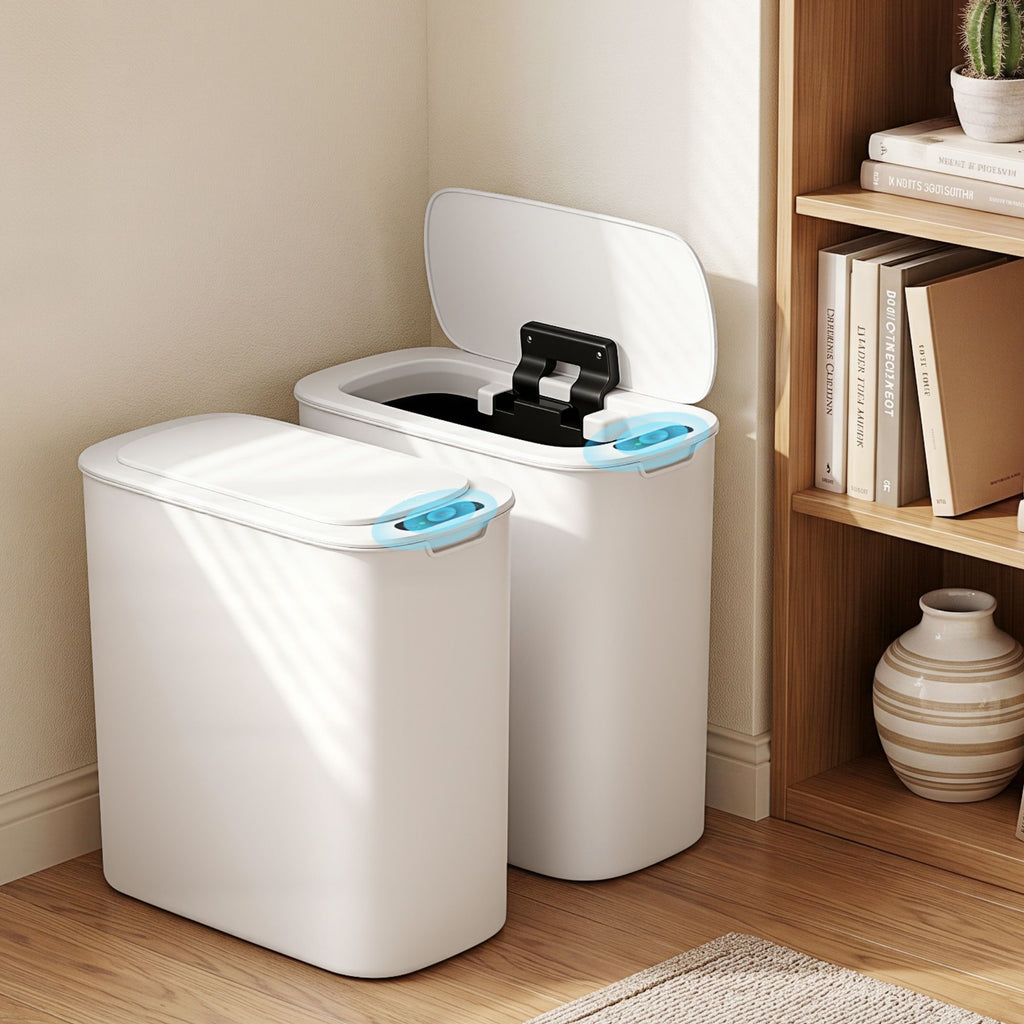 Devanti 2-Pack 11L Motion Sensor Bins – White