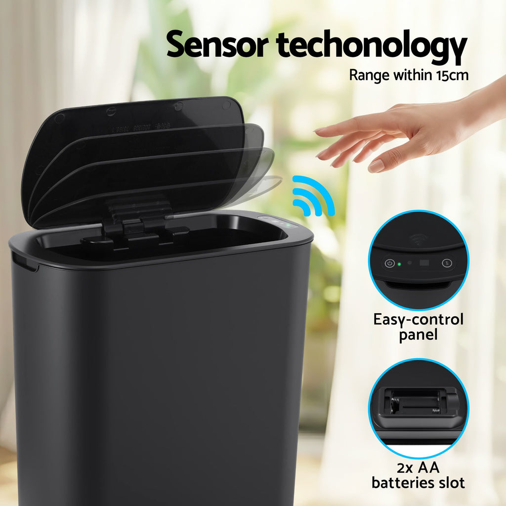 Devanti 21L Slim Motion Sensor Bin – Black