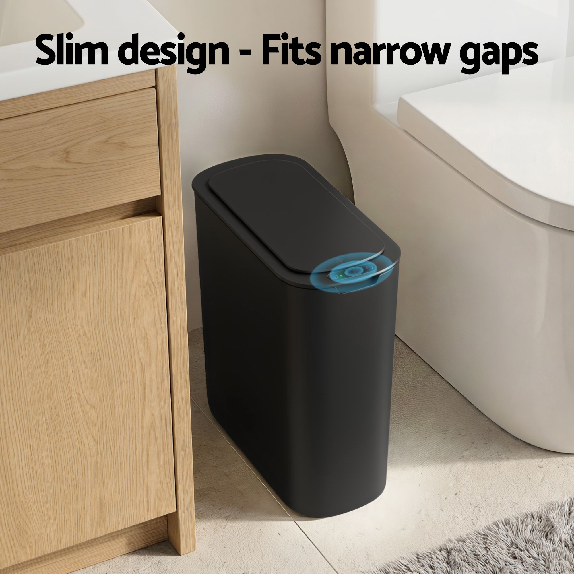 Devanti 21L Slim Motion Sensor Bin – Black