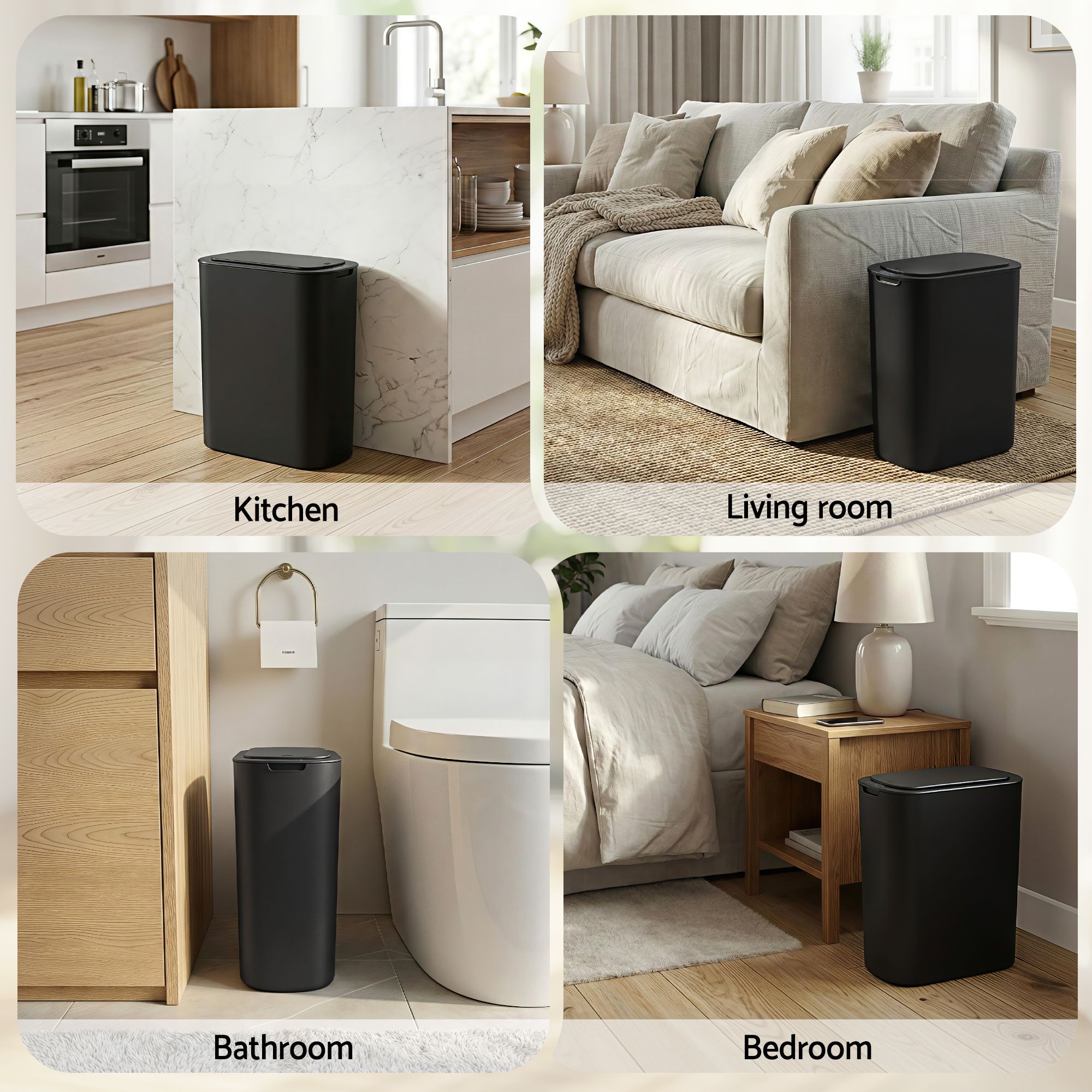 Devanti 21L Slim Motion Sensor Bin – Black