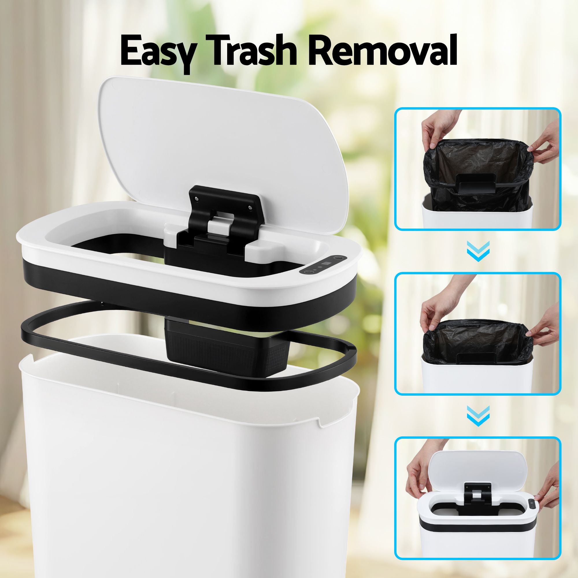 Devanti 21L Slim Motion Sensor Bin – White